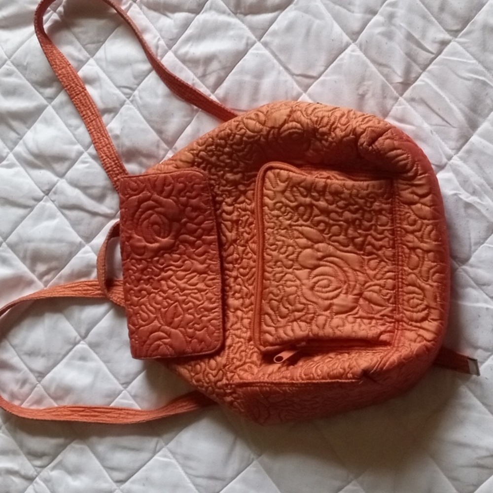 DONNA SHARP QUILTED BACKPACK PURSE ORANGE